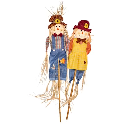 5' Scarecrow on Pole, Set of 2