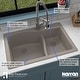 preview thumbnail 20 of 45, Karran Drop-In Quartz 33 in. 1-Hole 60/40 Double Bowl Sink - 33" x 22" x 10" - 33" x 22" x 10"