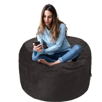 Memory Foam Filled Bean Bag Chair with Microfiber Cover, 3 ft, Grey, Solid