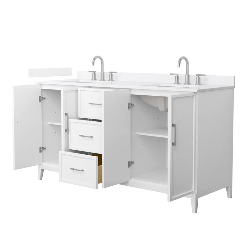 Elan 66-inch Double Vanity, 3 Hole Quartz Top