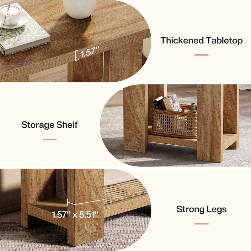 25.59'' Tall End Table with Open Shelf for Narrow Space