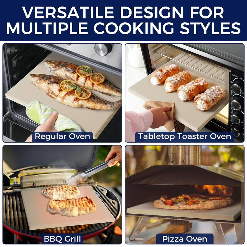 Cordierite Pizza Stone for Grill and Oven - 12" x 12" - 0.6" Thick - 12" x 12"