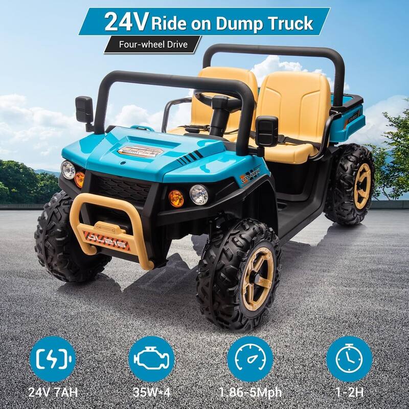24V 2 Seater Ride On Dump Truck UTV Toy for Kids Best Gifts