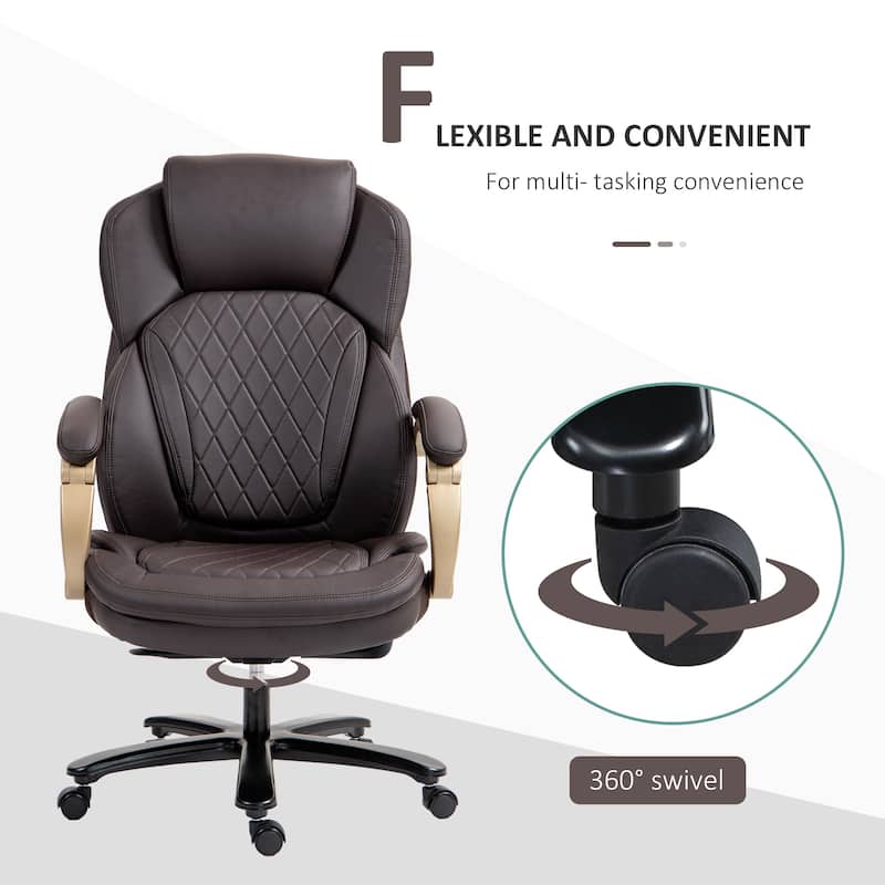 Vinsetto Heavy Duty Office Chair 350lbs Capacity, Mesh & Faux Leather, Rocker Ergonomic, Adjustable Height with Wheels