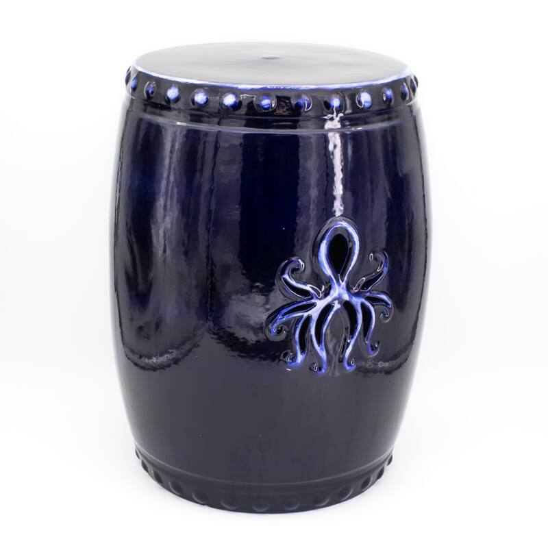 Euro Ceramica Grotto Ceramic 18" Kraken Tropical Garden Stool