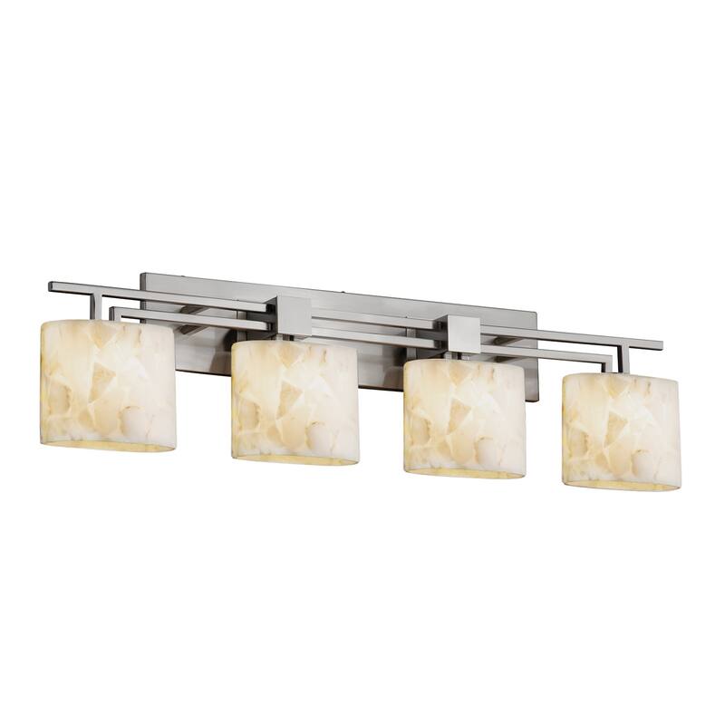 Justice Design Alabaster Rocks Aero 4-light Brushed Nickel Bath Bar, Oval Shade