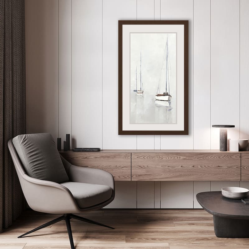 Fog in Harbor I Framed Art Giclee Under Glass