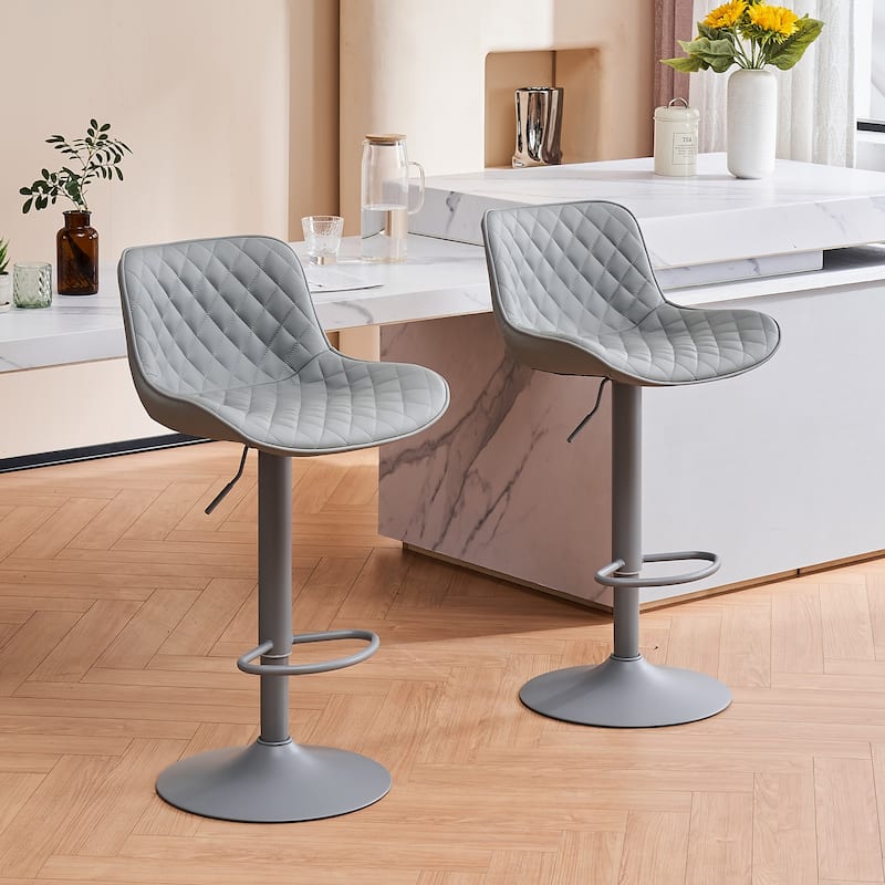 Counter Height Modern Barstools Set of 2 Kitchen Bar stools Side Counter Stools - Grey