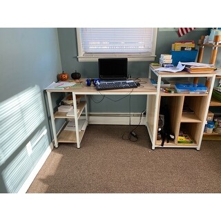 Oak Wood Grain Spacious Storage Shelves & Chic Modern Woodgrain Design HOMCOM 68 Inch Office Table Computer Desk Workstation Bookshelf with CPU Stand Oak Wood Grain Spacious Storage Shelves & Chic Modern Woodgrain Design HOMCOM 68 Inch Office Table Computer Desk Workstation Bookshelf with CPU Stand