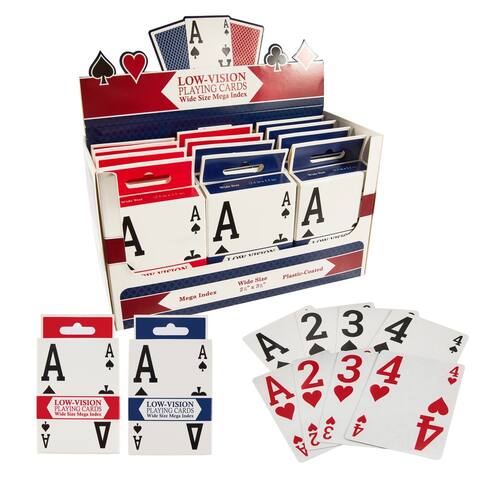 Low-vision Card Decks (Red/Blue) 12-Deck PDQ - Red and Blue - 8x5x3 in.