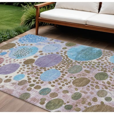 HomeRoots Geometric Transitional Rectangle Outdoor Rug