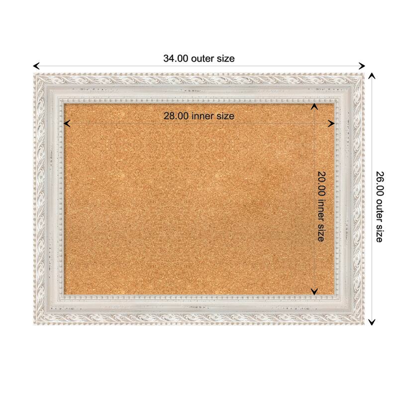Opera Off White Wood Framed Natural Corkboard Bulletin Board - Board Size 28x20