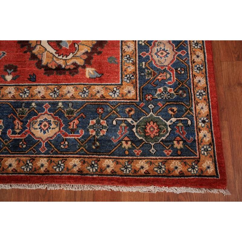 Vegetable Dye Heriz Area Rug Hand-Knotted Traditional Wool Carpet - 5'11" x 9'0"