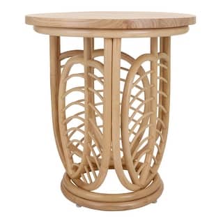 NPD Furniture Ayra Rattan Side / End Table with Wood Top
