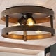 preview thumbnail 1 of 7, Paulina 16" 3-Light Farmhouse Industrial Iron LED Flush Mount, Brown Wood Finished/Oil Rubbed Bronze by JONATHAN Y Dark Brown Wood Finish/Oil Rubbed Bronze