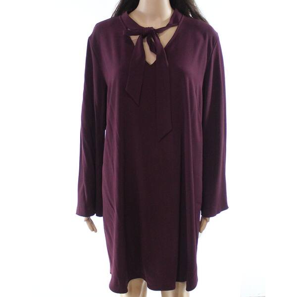 Shop Chelsea28 Deep Womens Tie Neck V Neck Shift Dress Size