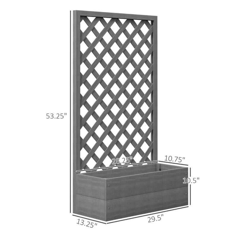 Outdoor Solid Fir Wood Flower Shelf Garden Planter Bed with Back Net Board for Herb or Plants - 28.5"L x 12.5"W x 58.75"H