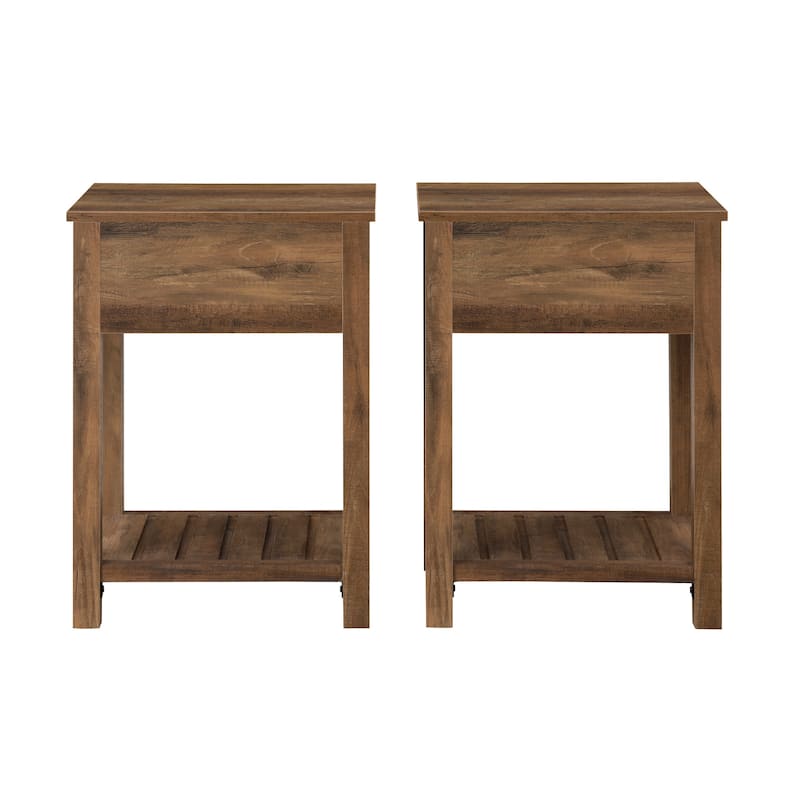 Walker Edison 18-inch 1-drawer Farmhouse Side Table (Set of 2)