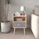 preview thumbnail 5 of 9, Nightstand With Collapsible Fabric Drawer, 2-Tier Storage End Table, Wood Side Table with Storage Cabinet for Bedroom
