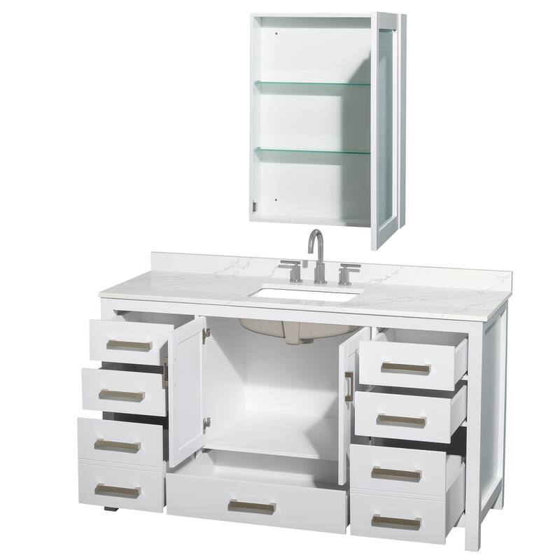 Wyndham Collection WCS141460S-QTZ-US3MED Sheffield 60" Free Standing