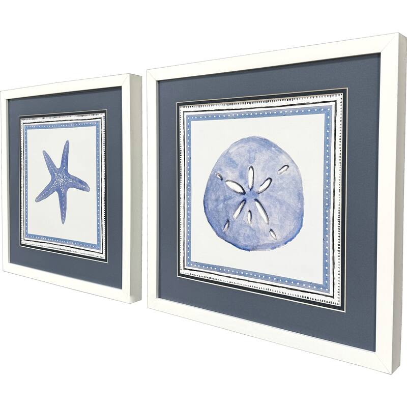 HomeRoots Set Of Two Seaside Blues II White Framed Wall Art