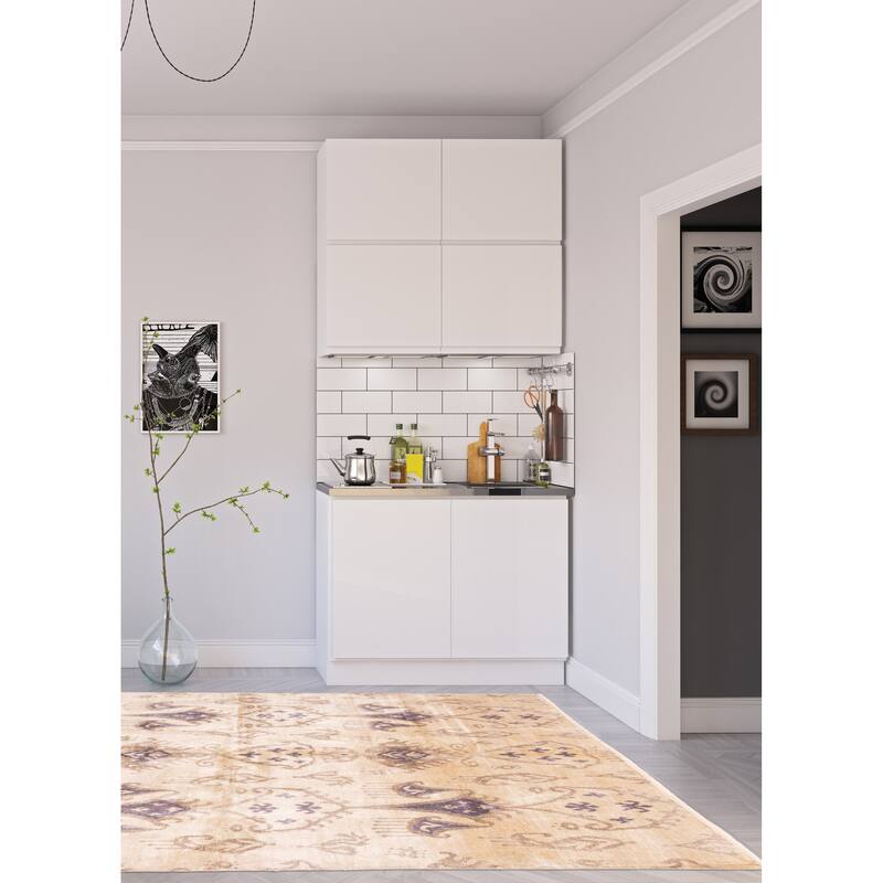 ECARPETGALLERY Hand-knotted Opulence Ivory Silk Rug - 7'10 x 10'0