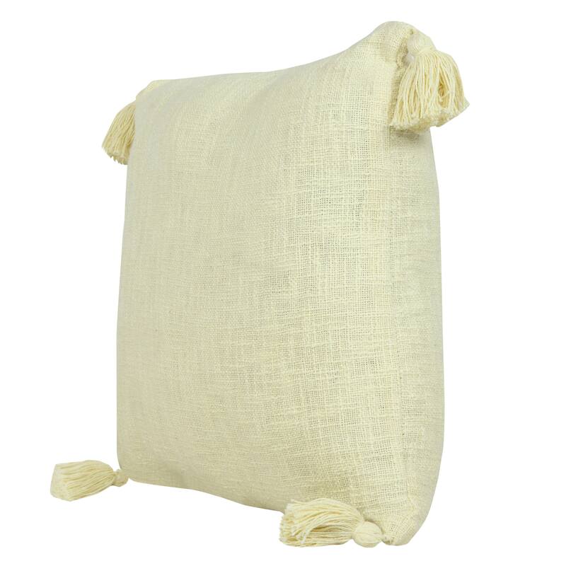 Sevita Solid Cotton Throw Pillow with Tassels