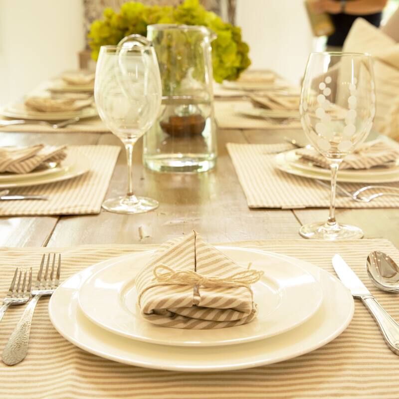 Lush Decor Farmhouse Ticking Stripe Yarn Dyed Placemat, 4-Pack - 14" x 19"