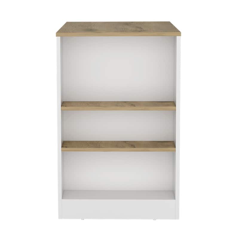 TUHOME Portree Kitchen Island with 3 Side Shelves