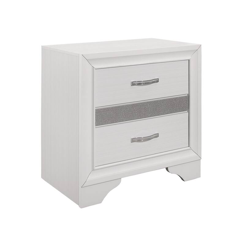 White 2 Drawer 26 in. W Nightstand with 1 Jewelry Drawer