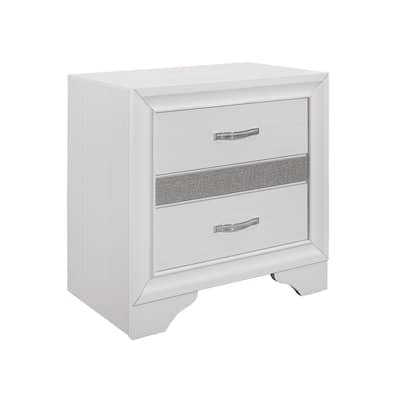 White 2 Drawer 26 in. W Nightstand with 1 Jewelry Drawer