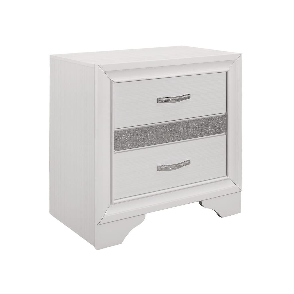 White 2 Drawer 26 in. W Nightstand with 1 Jewelry Drawer