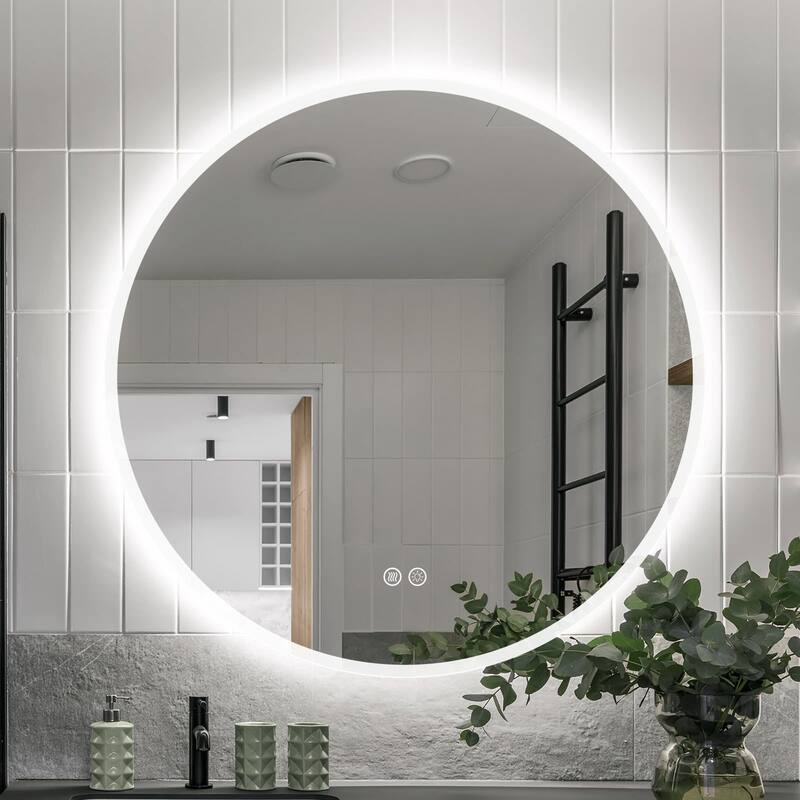 Round LED Lighted Anti-Fog Wall Bathroom Vanity Mirror