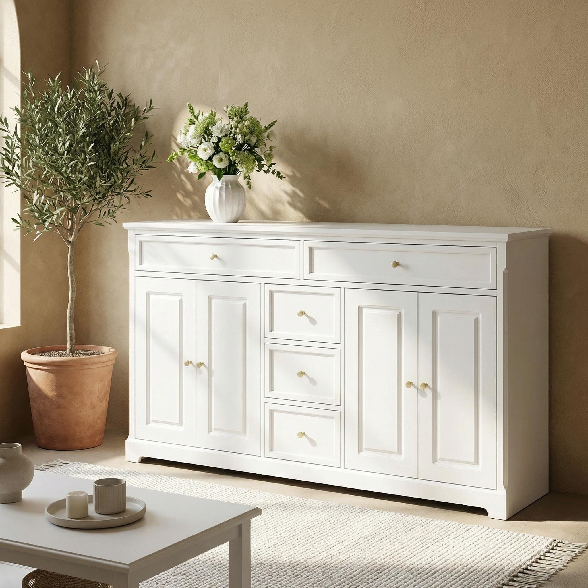 家具 Dresser sideboard Combo Dresser Chest Storage Cabinet Buffet Sideboard White/Black