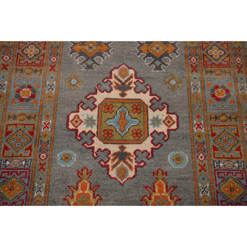 Gray Kazak Oriental Runner Rug Handmade Wool Carpet - 2'8" x 9'7"