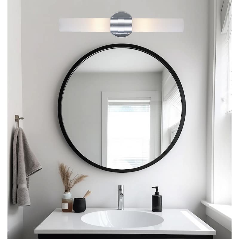 Trans Globe Lighting 2 Light 20" Bath Bar with Frosted Cylinder Shade