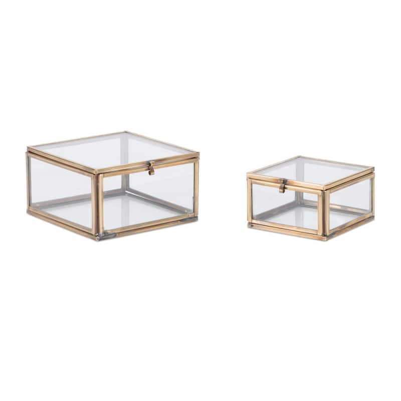 Square Framed Decorative Boxes - 4" - Set of 2