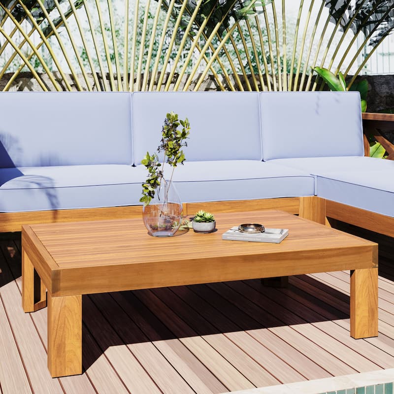 Roomfitters Outdoor 5-Piece Wood Sectional Sofa Seating Group with Cushions, Gray