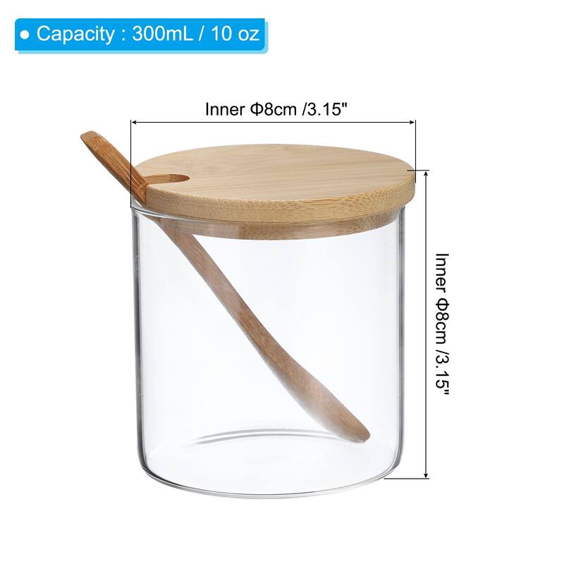 3Pcs 300ml/10oz Glass Condiment Canisters Glass Seasoning Jars Set Spice Jars - Transparent - Transparent