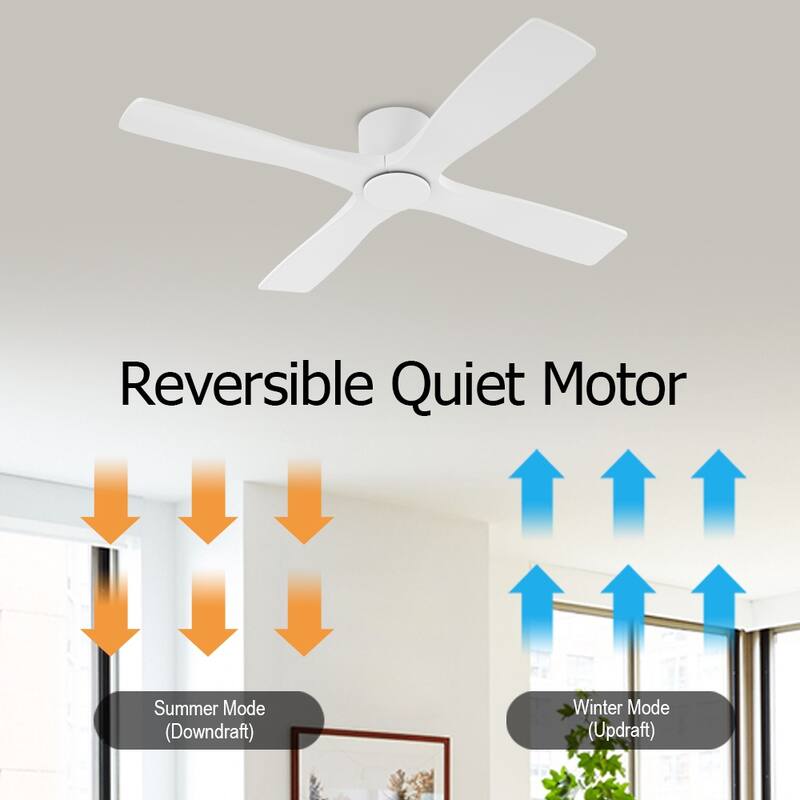 WINGBO 54" DC Flush Mount Ceiling Fan with Remote