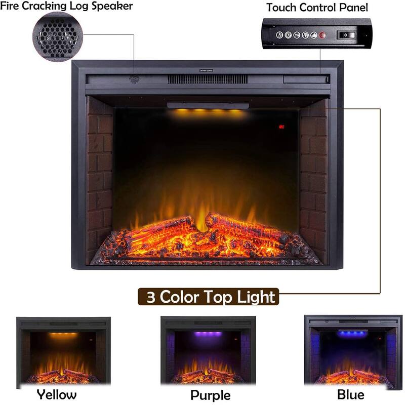 Electric Fireplace Heater with Log set & Realistic Flame