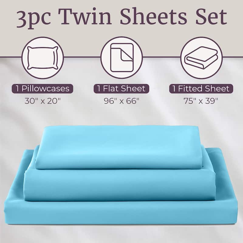 Winsor Home Cotton Blend 1200 Thread Count Blue Sheet Set (Twin)