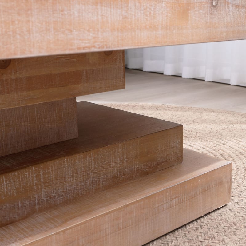 Modern Rustic Wood Coffee Table ,Farmhouse style coffee table,Wood block base coffee table, Living room furniture