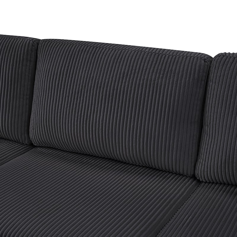 Roomfitters Oversized U-Shaped Sectional Sofa with Chaise Lounge and 3 Throw Pillows for Living Room