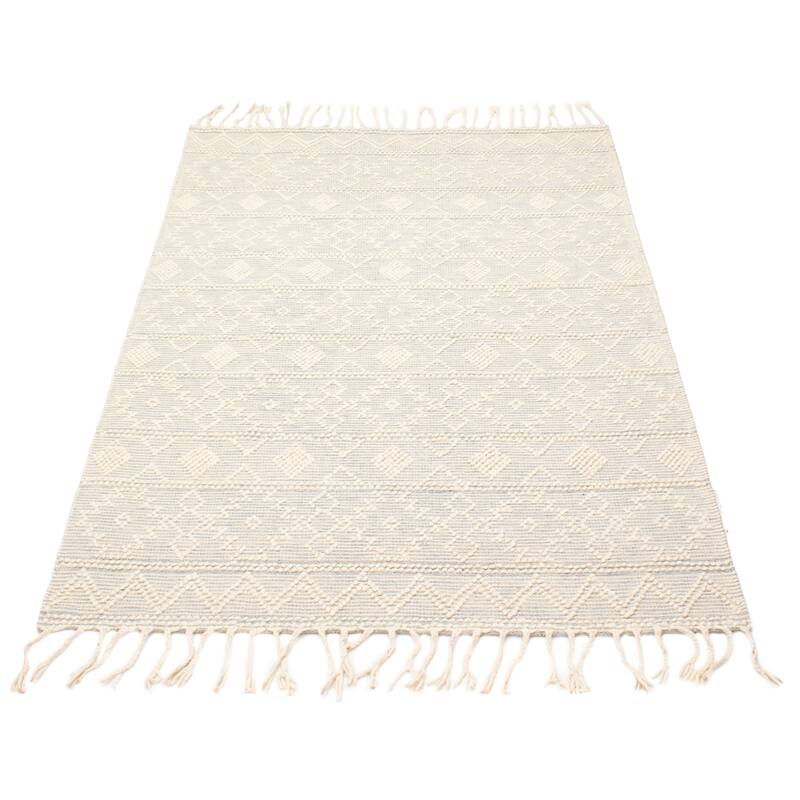 ECARPETGALLERY Braid weave Sienna Grey Wool Rug - 5'1 x 7'9