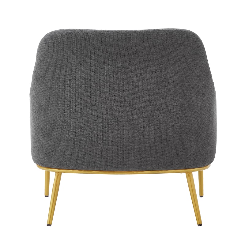 Modern Accent Chair Upholstered Armchair Single Sofa Chair with Curved Backrest and Gold Metal Legs for Living Room