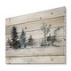 preview thumbnail 2 of 3, Designart 'Christmas Minimalistic Forest Landscape and Snow' Lake House Print on Natural Pine Wood