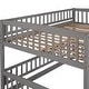 preview thumbnail 9 of 15, Full Over Full Low Bunk Bed with Fence and Ladder for Toddler Kids Teens