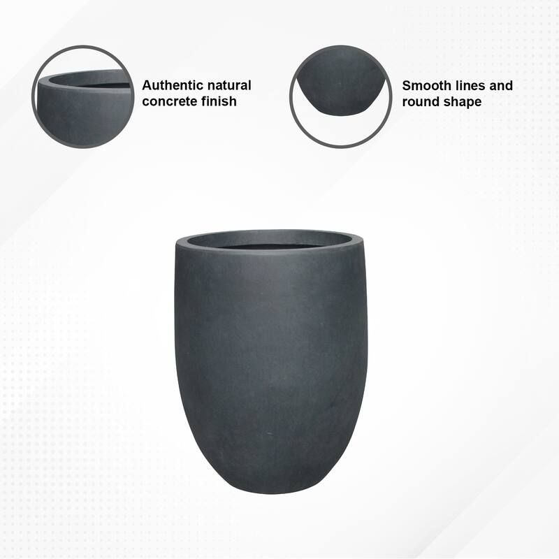 Kante Lightweight Concrete Outdoor Round Tall Planter, 21.7 Inch Tall