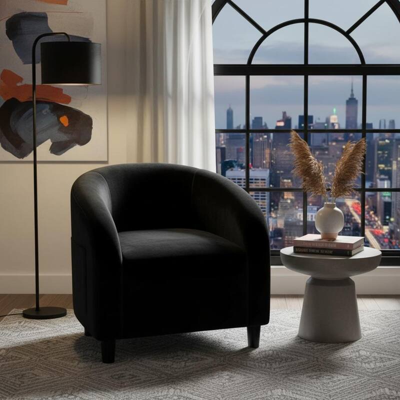 Boucle Fabric Barrel Chairs, with Soft Cushion